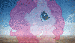 Size: 640x369 | Tagged: safe, pinkie pie, g3, g4, animated, explosion, female, g4 to g3, generation leap, pinkie's silly face
