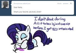 Size: 655x461 | Tagged: safe, artist:bambooharvester, rarity, pony, g4, ask, blushing, drunk, drunk rarity, rarity replies, solo, tumblr