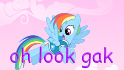 Size: 500x281 | Tagged: safe, rainbow dash, pony, g4, female, gak, image macro, meme, solo
