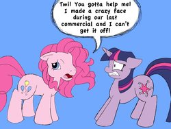Size: 960x720 | Tagged: safe, artist:mental-mischief, pinkie pie, twilight sparkle, g3, g4, too many pinkie pies, comic, do not want, face, g4 to g3, generation leap, horror, pinkie's silly face