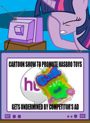 Size: 563x771 | Tagged: safe, twilight sparkle, pony, g4, exploitable meme, facehoof, gak, hub logo, meme, nickelodeon, the hub, tv meme