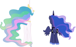 Size: 6910x4300 | Tagged: safe, artist:90sigma, princess celestia, princess luna, alicorn, pony, g4, the crystal empire, absurd resolution, both cutie marks, butt, duo, duo female, female, mare, plot, royal sisters, siblings, simple background, sisters, transparent background, vector
