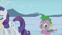 Size: 1280x720 | Tagged: safe, screencap, rarity, spike, g4, my little pony: friendship is magic, the crystal empire, hub logo, out of context