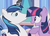 Size: 685x500 | Tagged: safe, screencap, princess cadance, shining armor, twilight sparkle, alicorn, pony, unicorn, g4, my little pony: friendship is magic, the crystal empire, brother and sister, duo focus, female, horn, horn crystals, magic suppression, male, mare, out of context, siblings, stallion