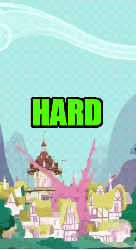 Size: 300x550 | Tagged: safe, edit, edited screencap, screencap, g4, season 3, the crystal empire, animated, bouncing, building, cropped, golden oaks library, house, jumping, library, no pony, party hard, ponyville, town hall