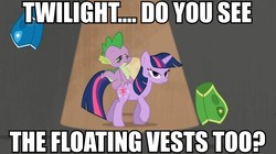 Size: 839x469 | Tagged: safe, edit, edited screencap, screencap, spike, twilight sparkle, dragon, pony, unicorn, g4, winter wrap up, brown background, caption, dragons riding ponies, duo, female, implied, male, mare, riding, simple background, spike riding twilight, stoner spike, unicorn twilight, winter wrap up vest