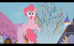 Size: 1024x640 | Tagged: safe, screencap, pinkie pie, g4, the crystal empire, letterboxing, xd, youtube caption