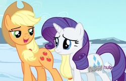 Size: 1305x839 | Tagged: safe, screencap, applejack, rarity, g4