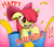 Size: 2294x2008 | Tagged: safe, artist:efrejok, apple bloom, earth pony, pony, g4, adorabloom, cute, female, filly, foal, happy birthday, present, solo