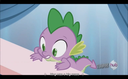 Size: 1024x640 | Tagged: safe, screencap, spike, g4, the crystal empire, letterboxing, youtube caption