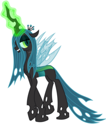 Size: 6867x8000 | Tagged: safe, artist:proenix, queen chrysalis, changeling, changeling queen, g4, absurd resolution, crown, female, glowing, glowing horn, horn, jewelry, regalia, simple background, solo, transparent background, vector