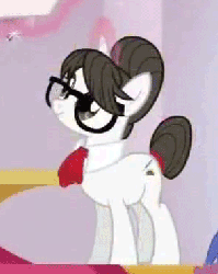 Size: 295x370 | Tagged: dead source, safe, screencap, raven, pony, unicorn, g4, the crystal empire, animated, female, glasses, glowing, glowing horn, horn, magic, mare, telekinesis