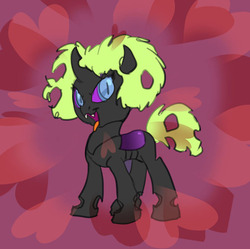 Size: 653x650 | Tagged: safe, artist:carnifex, oc, oc only, oc:ignobility, changeling, elements of discord, purple changeling, solo