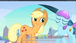 Size: 1920x1080 | Tagged: safe, screencap, applejack, g4, the crystal empire, youtube caption