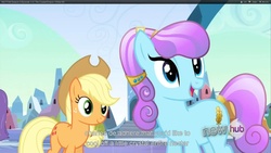 Size: 1920x1080 | Tagged: safe, screencap, applejack, g4, the crystal empire, youtube caption