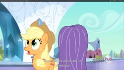 Size: 1920x1080 | Tagged: safe, screencap, applejack, g4, the crystal empire, youtube caption