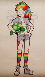 Size: 326x559 | Tagged: safe, artist:nika-tachikawa, rainbow dash, tank, g4, converse, humanized, shoes, traditional art