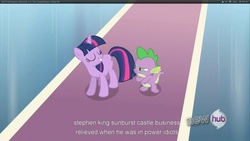 Size: 1920x1080 | Tagged: safe, screencap, spike, twilight sparkle, g4, the crystal empire, youtube caption