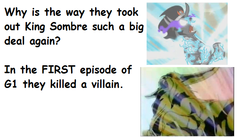 Size: 694x380 | Tagged: safe, edit, edited screencap, screencap, king sombra, tirac, g1, g4, comic sans, meta, text