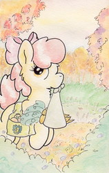 Size: 744x1176 | Tagged: safe, artist:slightlyshade, apple bloom, earth pony, pony, g4, carrot, female, solo, traditional art