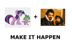 Size: 1176x700 | Tagged: safe, spike, twilight sparkle, g4, all caps, baldrick, blackadder, edmund blackadder, exploitable meme, make it happen, meme, meta