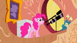 Size: 427x240 | Tagged: safe, edit, edited screencap, screencap, pinkie pie, pony, g4, it's about time, animated, female, solo, telescope