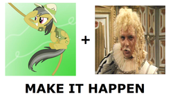 Size: 1176x691 | Tagged: safe, daring do, g4, all caps, blackadder, exploitable meme, lord flashheart, make it happen, meme, meta