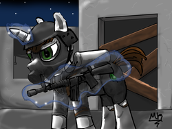 Size: 1152x864 | Tagged: safe, artist:turbopower1000, oc, oc only, fallout equestria, gun