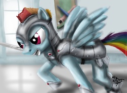 Size: 1920x1408 | Tagged: safe, artist:turbopower1000, rainbow dash, g4, armor, sword