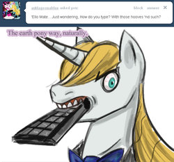 Size: 640x596 | Tagged: safe, artist:ttturboman, prince blueblood, ask blueblood, g4, ask, keyboard, sarcasm, tumblr