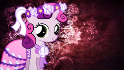 Size: 1024x576 | Tagged: safe, artist:tzolkine, sweetie belle, g4, clothes, dress, royal wedding, wallpaper