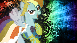 Size: 1024x576 | Tagged: safe, artist:tzolkine, rainbow dash, g4, clothes, dress, gala dress, wallpaper