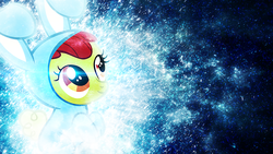 Size: 1024x576 | Tagged: safe, artist:tzolkine, apple bloom, g4, bunny bloom, bunny costume, clothes, wallpaper