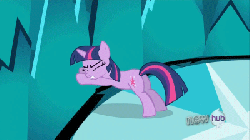 Size: 400x225 | Tagged: safe, screencap, twilight sparkle, pony, unicorn, g4, the crystal empire, animated, butt, eyes closed, female, frown, gritted teeth, mare, plot, push, pushing, solo, struggle, struggling