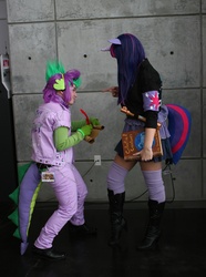 Size: 2329x3128 | Tagged: safe, artist:sanyukumiko, spike, twilight sparkle, human, g4, cosplay, irl, irl human, photo