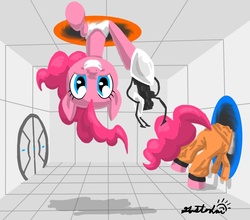 Size: 1084x955 | Tagged: safe, artist:grandpalove, pinkie pie, g4, crossover, portal, portal (valve), portal gun