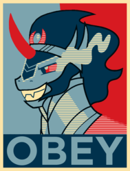 Size: 772x1023 | Tagged: safe, king sombra, g4, hope poster, obey, poster, propaganda, shepard fairey