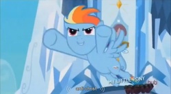 Size: 852x468 | Tagged: safe, screencap, rainbow dash, g4, the crystal empire, anti-christ, crystal empire, youtube caption