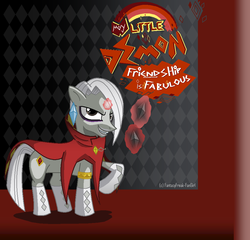 Size: 984x946 | Tagged: safe, artist:fantasyfreak-fangirl, demon, clothes, crossover, diamond, diamonds, earring, fabulous, ghirahim, magic, nintendo, ponified, rapeface, smirk, the legend of zelda