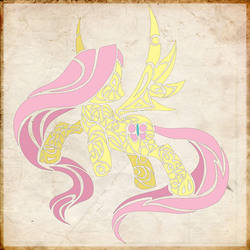 Size: 9355x9355 | Tagged: safe, artist:zackira, fluttershy, pony, g4, absurd resolution, female, mural, solo, tribal