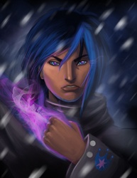 Size: 1062x1374 | Tagged: safe, artist:dclzexon, shining armor, human, g4, humanized, magic, male, solo