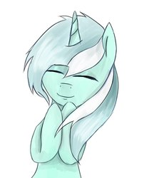 Size: 882x1023 | Tagged: safe, artist:rickroodz, lyra heartstrings, pony, unicorn, g4, eyes closed, female, simple background, smiling, solo, white background