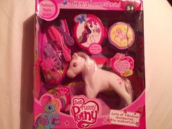 Size: 500x375 | Tagged: dead source, safe, rainbow dash (g3), earth pony, pony, unicorn, g3, ages 3+, bootleg, brush, horn, irl, my funny pony, not sweetie belle (g3), not toola roola, photo, set funny pony, toy