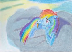 Size: 900x648 | Tagged: safe, artist:mp5991, rainbow dash, g4, cloud, crying