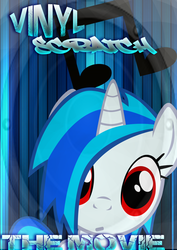 Size: 900x1273 | Tagged: safe, artist:datbrony, dj pon-3, vinyl scratch, pony, g4, movie poster, solo