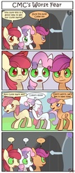 Size: 600x1390 | Tagged: safe, artist:solar-slash, apple bloom, scootaloo, sweetie belle, g4, ..., comic, cutie mark crusaders, elderly, greatest fear, older, sombra eyes