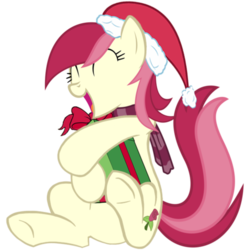 Size: 1000x1015 | Tagged: safe, artist:neroshade, roseluck, earth pony, pony, g4, christmas, female, hooves, present, show accurate, simple background, solo, transparent background