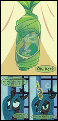 Size: 2424x5033 | Tagged: safe, artist:inkrose98, princess celestia, queen chrysalis, comic:shapeless sun, g4, cocoon, comic, tumblr