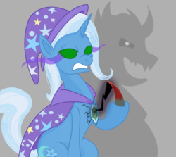 Size: 840x750 | Tagged: safe, artist:philith, king sombra, trixie, pony, g4, colored horn, curved horn, dark magic, horn, mindo control, sombra eyes, sombra's horn