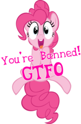 Size: 1741x2652 | Tagged: safe, artist:tehmage, pinkie pie, g4, image macro, pink text, simple background, transparent background, vector